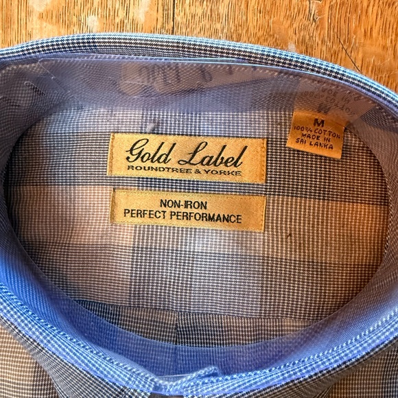 Roundtree & Yorke Gold Label Blue Plaid Shirt - Picture 2 of 5